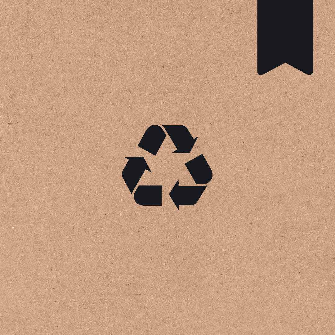 Recycling symbol on kraft cardboard, representing bamboo sustainability