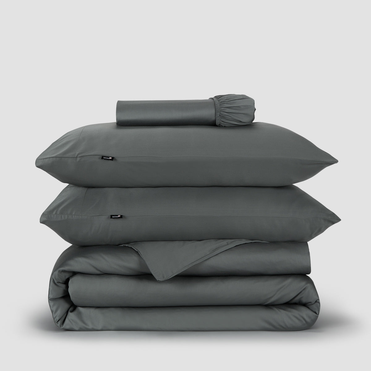 Jogo Capa de Edredão roupa de cama cinzento bambu by Momo Cotton – tecido de cetim 300 fios, suave, respirável e sustentável.